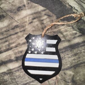Black and Blue Police Badge Ornament